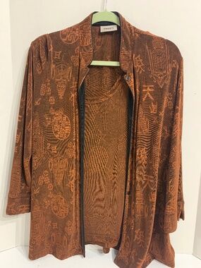 Chicos Travellers Collection 2 Pc  Jacket and Shell Woman's Sz 3 (XL) Rust Color